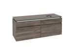 Villeroy und Boch Legato Waschtischunterschrank B590L0RK 140x55x50cm, Waschtisch rechts, mit LED-Beleuchtung, Stone Oak