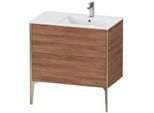 Duravit XViu Waschtisch-Unterschrank XV44870B179 81x48x59,4cm, 2 Auszüge, Becken rechts, champagner matt, nussbaum natur