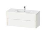 Duravit XViu Waschtisch-Unterschrank XV41280B118 121 x 56 x 48 cm, weiß matt, 2 Schubkästen, wandhängend, champagner matt