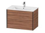 Duravit XViu Waschtisch-Unterschrank XV41260B279 81 x 56 x 48 cm, nussbaum natur, 2 Schubkästen, wandhängend, schwarz matt