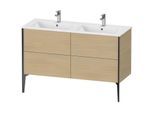 Duravit XViu Waschtisch-Unterschrank XV44850B271 128x48x59,4cm, 4 Auszüge, stehend, schwarz matt, mediterrane eiche
