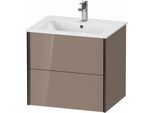 Duravit XViu Waschtisch-Unterschrank XV41250B286 61 x 56 x 48 cm, cappucino hochglanz, 2 Schubkästen, wandhängend, schwarz matt