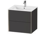 Duravit XViu Waschtisch-Unterschrank XV41250B180 61 x 56 x 48 cm, graphit supermatt, 2 Schubkästen, wandhängend, champagner matt