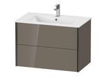 Duravit XViu Waschtisch-Unterschrank XV41260B289 81 x 56 x 48 cm, flannel grey hochglanz, 2 Schubkästen, wandhängend, schwarz matt