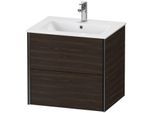 Duravit XViu Waschtisch-Unterschrank XV41250B269 61 x 56 x 48 cm, nussbaum gebürstet, 2 Schubkästen, wandhängend, schwarz matt