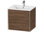 Duravit XViu Waschtisch-Unterschrank XV41250B121 61 x 56 x 48 cm, nussbaum dunkel, 2 Schubkästen, wandhängend, champagner matt