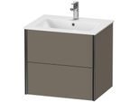 Duravit XViu Waschtisch-Unterschrank XV41250B290 61 x 56 x 48 cm, flannel grey seidenmatt, 2 Schubkästen, wandhängend, schwarz matt