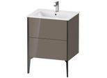 Duravit XViu Waschtisch-Unterschrank XV44810B289 61 x 59,4 x 48 cm, flannel grey hochglanz, 2 Auszüge, stehend, schwarz matt