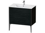 Duravit XViu Waschtisch-Unterschrank XV44820B216 81 x 59,4 x 48 cm, Eiche schwarz, 2 Auszüge, stehend, schwarz matt