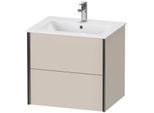 Duravit XViu Waschtisch-Unterschrank XV41250B291 61 x 56 x 48 cm, taupe matt, 2 Schubkästen, wandhängend, schwarz matt