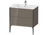 Duravit XViu Waschtisch-Unterschrank XV44820B289 81 x 59,4 x 48 cm, flannel grey hochglanz, 2 Auszüge, stehend, schwarz matt
