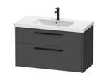 Duravit D-Code Waschtischunterschrank DC46730BD490000 ,Griff Diamantschwarz, Graphit Matt, Wandhängend, Schubkästen 2, 984x555x460 mm