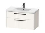 Duravit D-Code Waschtischunterschrank DC46730BD220000 ,Griff Diamantschwarz, Basalt Hochglanz, Wandhängend, Schubkästen 2, 984x555x460 mm