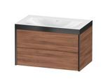 Duravit XViu Waschtisch-Unterschrank XV4615NB279P 80x48cm, 2 Schubkästen, ohne Hahnloch, schwarz matt, Rahmen P, nussbaum natur