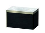 Duravit XViu Waschtisch-Unterschrank XV4610NB116P 80x48cm, 1 Auszug, champagner matt, Rahmen P, Eiche schwarz
