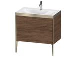 Duravit XViu Waschtisch-Unterschrank XV4710OB121P 80x48cm, 2 Auszüge, 1 Hahnloch, champagner matt, Rahmen P, nussbaum dunkel