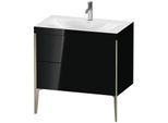 Duravit XViu Waschtisch-Unterschrank XV4710OB140C 80x48cm, 2 Auszüge, 1 Hahnloch, champagner matt, Rahmen C, schwarz hochglanz