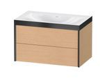 Duravit XViu Waschtisch-Unterschrank XV4615NB212P 80x48cm, 2 Schubkästen, ohne Hahnloch, schwarz matt, Rahmen P, eiche gebürstet