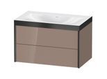 Duravit XViu Waschtisch-Unterschrank XV4615NB286P 80x48cm, 2 Schubkästen, ohne Hahnloch, schwarz matt, Rahmen P, cappucino hochglanz