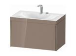 Duravit XViu Waschtisch-Unterschrank XV4610EB186C 80x48cm, 1 Auszug, 2 Hahnloch, champagner matt, Rahmen C, cappucino hochglanz