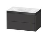 Duravit XViu Waschtisch-Unterschrank XV4615NB280P 80x48cm, 2 Schubkästen, ohne Hahnloch, schwarz matt, Rahmen P, graphit supermatt