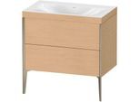 Duravit XViu Waschtisch-Unterschrank XV4710NB112C 80x48cm, 2 Auszüge, ohne Hahnloch, champagner matt, Rahmen C, eiche gebürstet