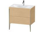 Duravit XViu Waschtisch-Unterschrank XV4710OB130C 80x48cm, 2 Auszüge, 1 Hahnloch, champagner matt, Rahmen C, Eiche natur