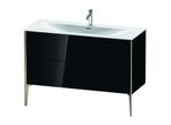 Duravit XViu Waschtisch-Unterschrank XV43040B140 121 x 59,1 x 48 cm, schwarz hochglanz, 2 Auszüge, champagner matt