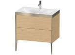 Duravit XViu Waschtisch-Unterschrank XV4710OB130P 80x48cm, 2 Auszüge, 1 Hahnloch, champagner matt, Rahmen P, Eiche natur