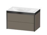 Duravit XViu Waschtisch-Unterschrank XV4615NB290P 80x48cm, 2 Schubkästen, ohne Hahnloch, schwarz matt, Rahmen P, flannel grey seidenmatt