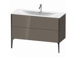 Duravit XViu Waschtisch-Unterschrank XV43040B289 121 x 59,1 x 48 cm, flannel grey hochglanz, 2 Auszüge, schwarz matt