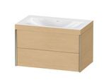 Duravit XViu Waschtisch-Unterschrank XV4615NB130C 80x48cm, 2 Schubkästen, ohne Hahnloch, champagner matt, Rahmen C, Eiche natur