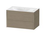 Duravit XViu Waschtisch-Unterschrank XV4615NB135C 80x48cm, 2 Schubkästen, ohne Hahnloch, champagner matt, Rahmen C, Eiche terra