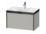 Duravit XViu Waschtisch-Unterschrank XV4610OB207P 80x48cm, 1 Auszug, 1 Hahnloch, schwarz matt, Rahmen P, betongrau matt