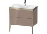 Duravit XViu Waschtisch-Unterschrank XV4710OB186P 80x48cm, 2 Auszüge, 1 Hahnloch, champagner matt, Rahmen P, cappucino hochglanz