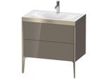 Duravit XViu Waschtisch-Unterschrank XV4710OB189P 80x48cm, 2 Auszüge, 1 Hahnloch, champagner matt, Rahmen P, flannel grey hochglanz
