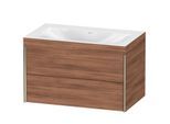 Duravit XViu Waschtisch-Unterschrank XV4615NB179C 80x48cm, 2 Schubkästen, ohne Hahnloch, champagner matt, Rahmen C, nussbaum natur