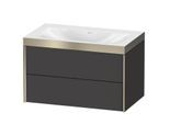 Duravit XViu Waschtisch-Unterschrank XV4615NB180P 80x48cm, 2 Schubkästen, ohne Hahnloch, champagner matt, Rahmen P, graphit supermatt