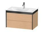 Duravit XViu Waschtisch-Unterschrank XV4615OB212P 80x48cm, 2 Schubkästen, 1 Hahnloch, schwarz matt, Rahmen P, eiche gebürstet
