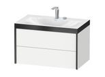 Duravit XViu Waschtisch-Unterschrank XV4615EB218P 80x48cm, 2 Schubkästen, 2 Hahnlöcher, schwarz matt, Rahmen P, weiß matt