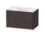 Duravit XViu Waschtisch-Unterschrank XV4615NB272C 80x48cm, 2 Schubkästen, ohne Hahnloch, schwarz matt, Rahmen C, eiche dunkel gebürstet