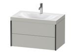 Duravit XViu Waschtisch-Unterschrank XV4615OB207C 80x48cm, 2 Schubkästen, 1 Hahnloch, schwarz matt, Rahmen C, betongrau matt