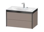 Duravit XViu Waschtisch-Unterschrank XV4615EB243P 80x48cm, 2 Schubkästen, 2 Hahnlöcher, schwarz matt, Rahmen P, basalt matt