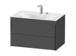Duravit XViu Waschtisch-Unterschrank XV4615EB249C 80x48cm, 2 Schubkästen, 2 Hahnlöcher, schwarz matt, Rahmen C, graphit matt