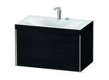 Duravit XViu Waschtisch-Unterschrank XV4610EB116C 80x48cm, 1 Auszug, 2 Hahnloch, champagner matt, Rahmen C, Eiche schwarz