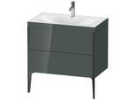 Duravit XViu Waschtisch-Unterschrank XV4710OB238C 80x48cm, 2 Auszüge, 1 Hahnloch, schwarz matt, Rahmen C, dolomiti grey hochglanz