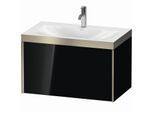 Duravit XViu Waschtisch-Unterschrank XV4610OB140P 80x48cm, 1 Auszug, 1 Hahnloch, champagner matt, Rahmen P, schwarz hochglanz