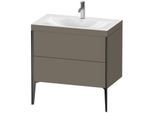 Duravit XViu Waschtisch-Unterschrank XV4710OB290C 80x48cm, 2 Auszüge, 1 Hahnloch, schwarz matt, Rahmen C, flannel grey seidenmatt