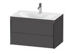 Duravit XViu Waschtisch-Unterschrank XV4615OB249C 80x48cm, 2 Schubkästen, 1 Hahnloch, schwarz matt, Rahmen C, graphit matt