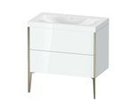 Duravit XViu Waschtisch-Unterschrank XV4710NB185C 80x48cm, 2 Auszüge, ohne Hahnloch, champagner matt, Rahmen C, weiß hochglanz